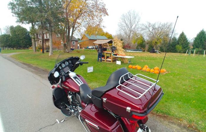 The author's 2017 Harley-Davidson Ultra Limited pulled over on the side of the road on the final day of the 2022 riding season