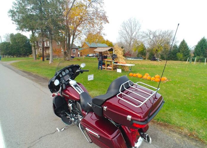 The author's 2017 Harley-Davidson Ultra Limited pulled over on the side of the road on the final day of the 2022 riding season