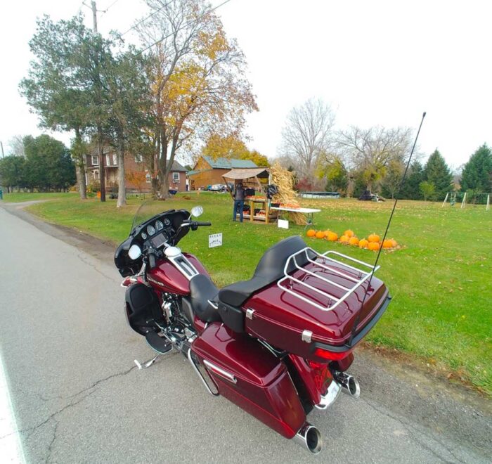 The author's 2017 Harley-Davidson Ultra Limited pulled over on the side of the road on the final day of the 2022 riding season