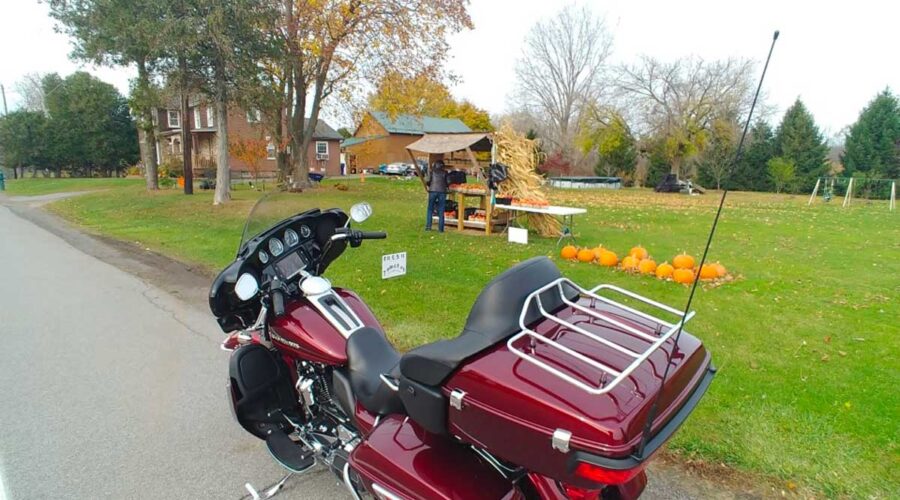 The author's 2017 Harley-Davidson Ultra Limited pulled over on the side of the road on the final day of the 2022 riding season