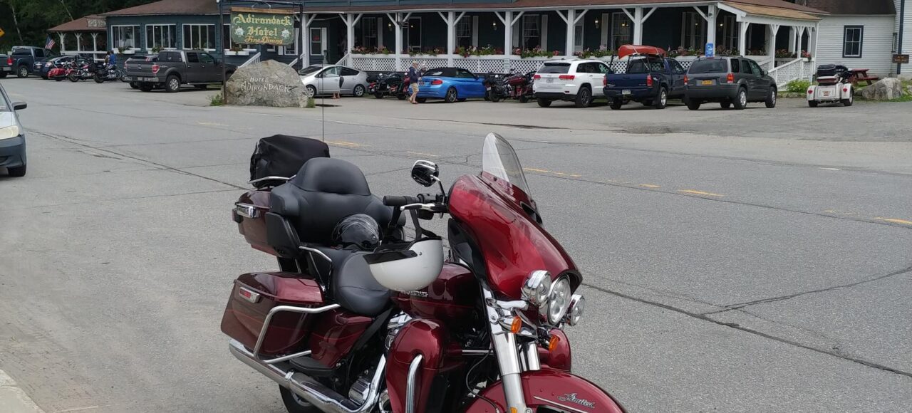 2017 Harley Davidson Ultra Limited parked in front of the Adirondack Motel in Long Lake, NY