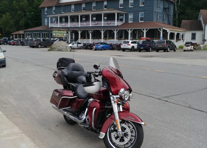 2017 Harley Davidson Ultra Limited parked in front of the Adirondack Motel in Long Lake, NY