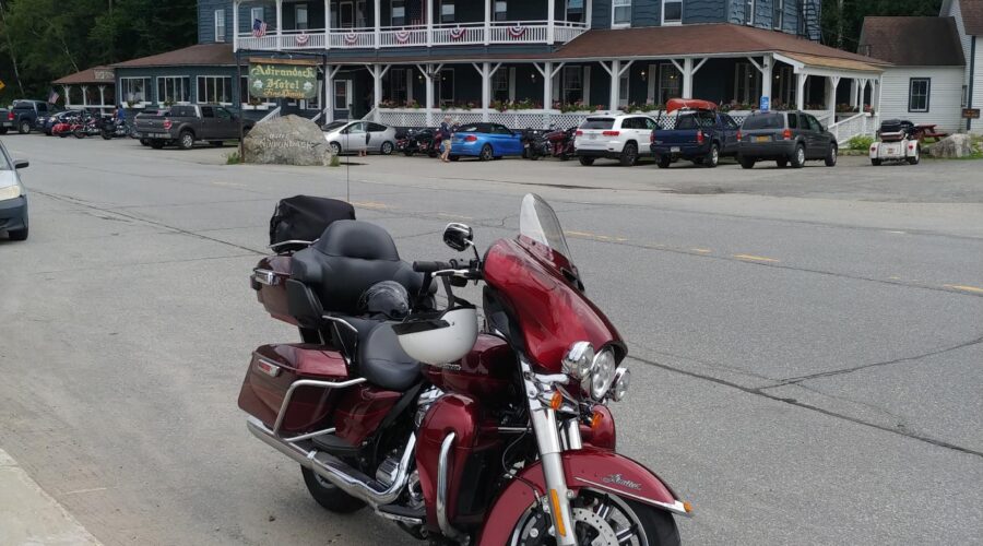 2017 Harley Davidson Ultra Limited parked in front of the Adirondack Motel in Long Lake, NY