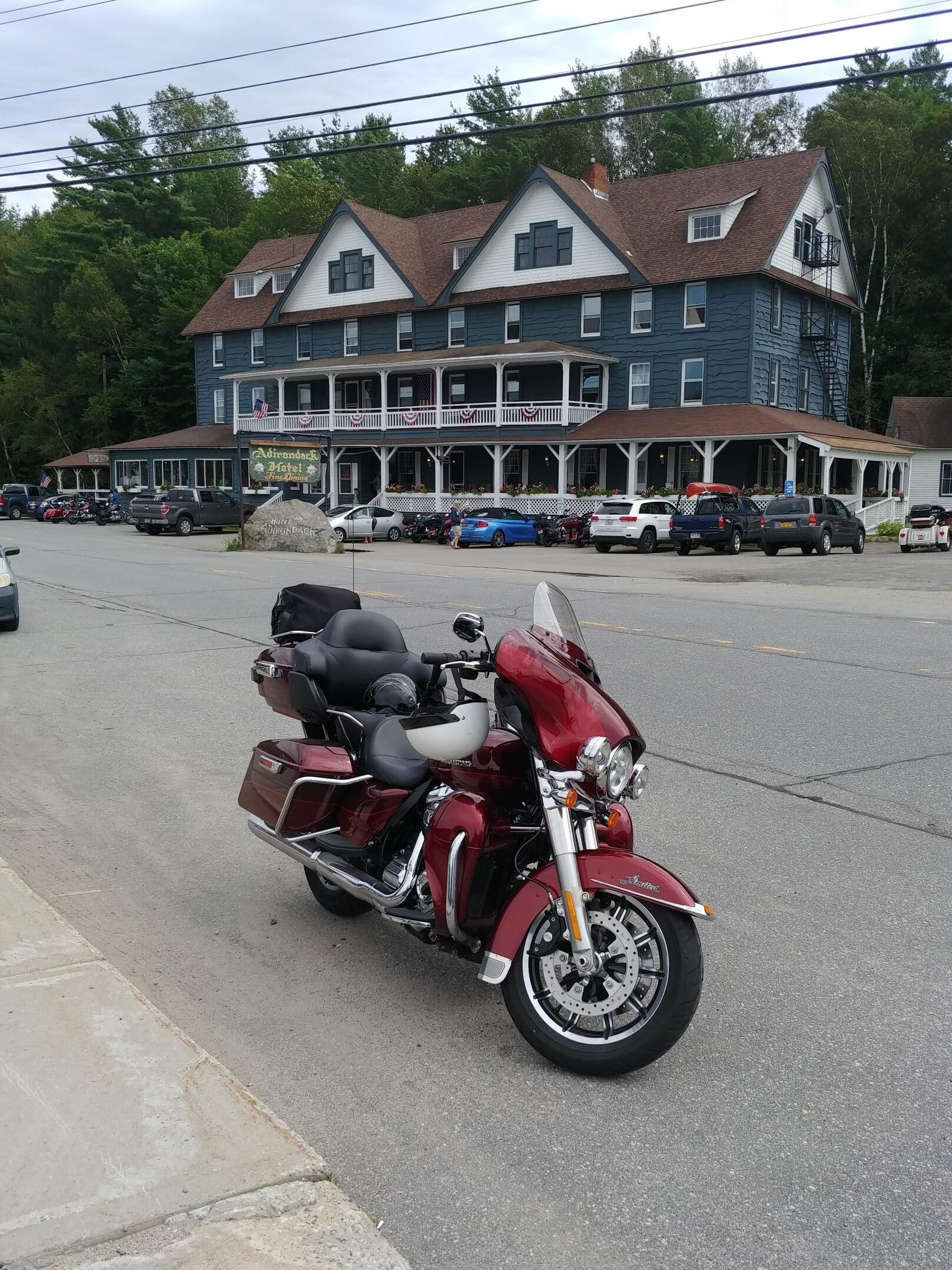 2017 Harley Davidson Ultra Limited parked in front of the Adirondack Motel in Long Lake, NY