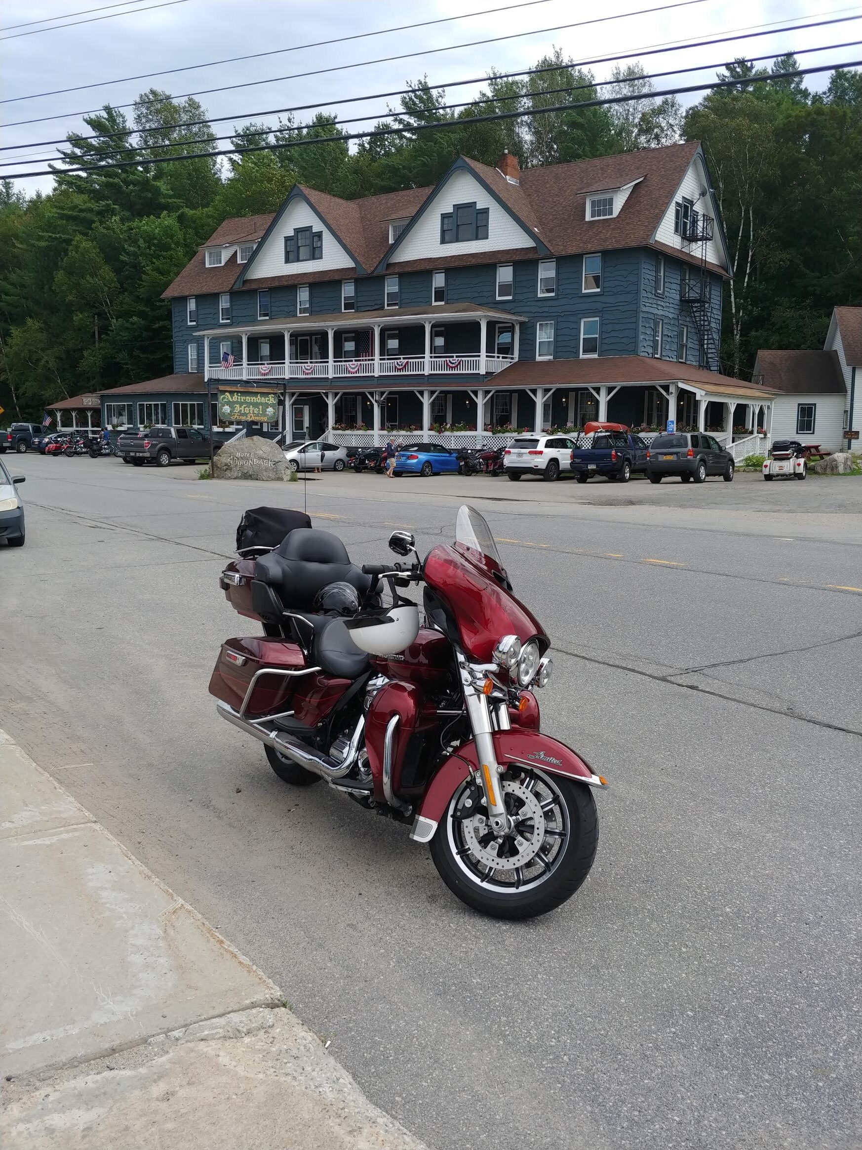 2017 Harley Davidson Ultra Limited parked in front of the Adirondack Motel in Long Lake, NY
