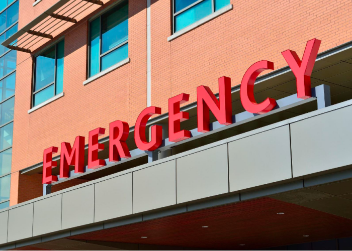 Sign for an emergency room at a hospital