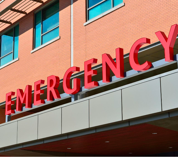 Sign for an emergency room at a hospital