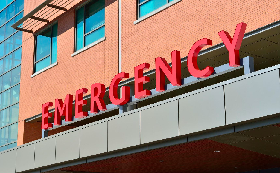 Sign for an emergency room at a hospital