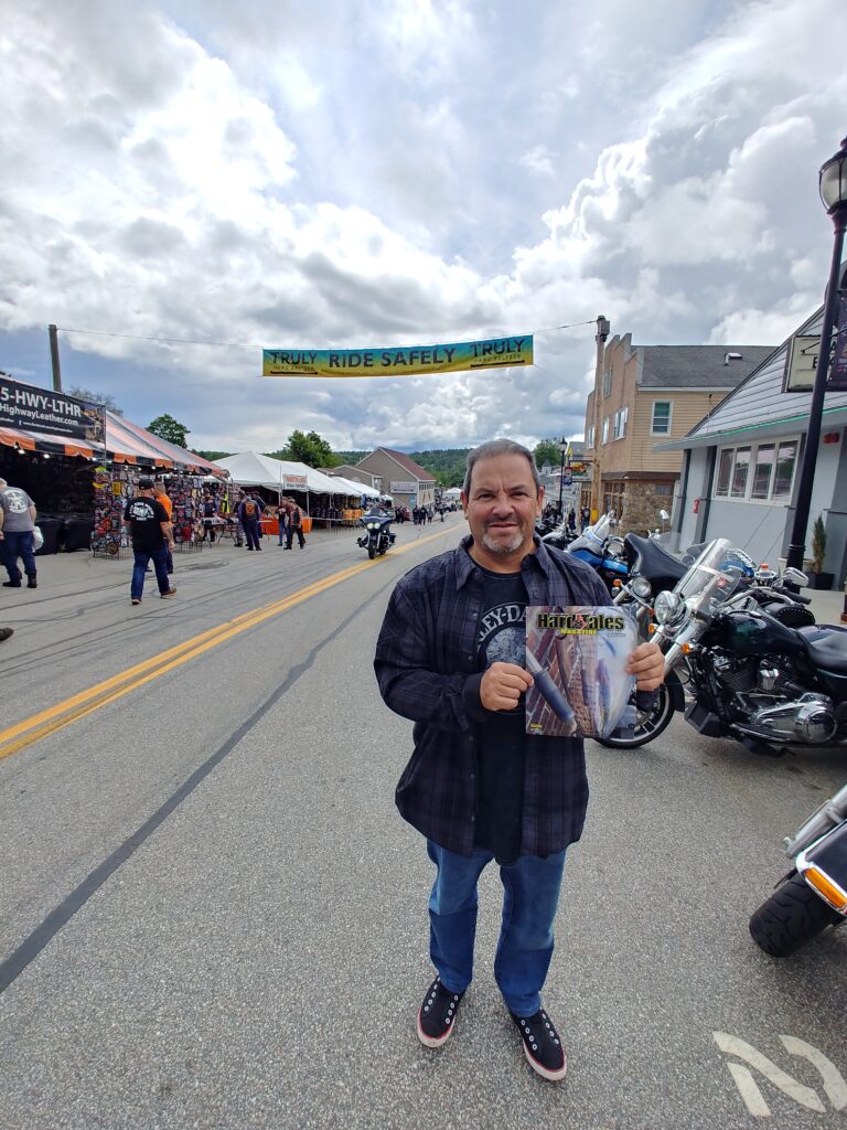 Attorney Steve Kantor standing on Lakeside Avenue in Weirs Beach during Laconia Bike Week 2023